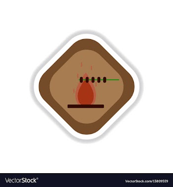 Paper sticker on white background meat roasted on vector image