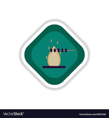 Paper sticker on white background meat roasted on vector image