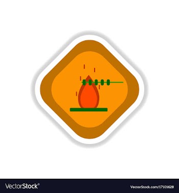 Paper sticker on white background meat roasted on vector image