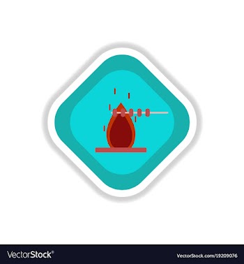 Paper sticker on white background meat roasted on vector image
