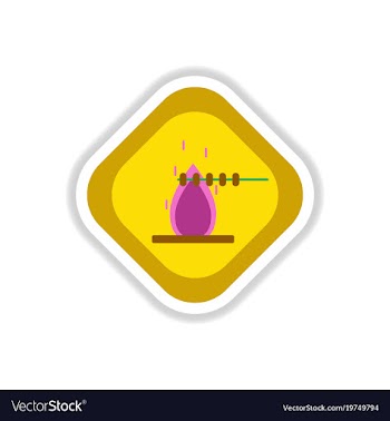 Paper sticker on white background meat roasted on vector image