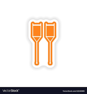 Paper sticker on white background medical crutches vector image