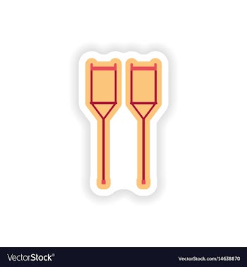 Paper sticker on white background medical crutches vector image