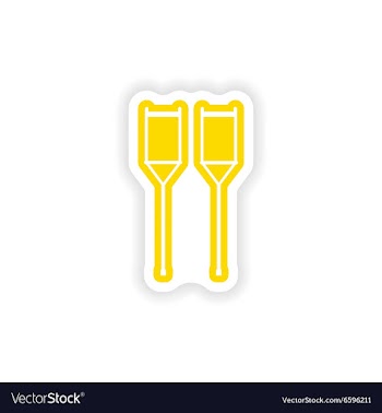 Paper sticker on white background medical crutches vector image