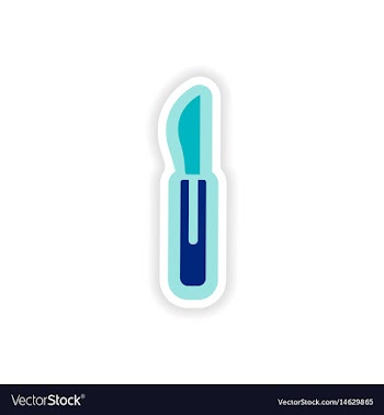 Paper sticker on white background medical scalpel vector image