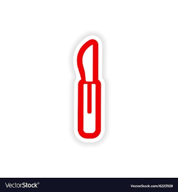 Paper sticker on white background medical scalpel vector image