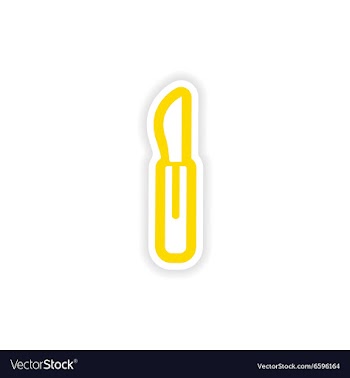 Paper sticker on white background medical scalpel vector image