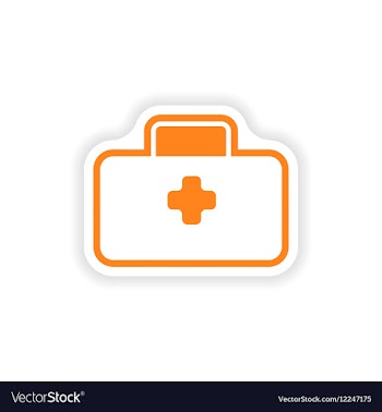 Paper sticker on white background medical suitcase vector image