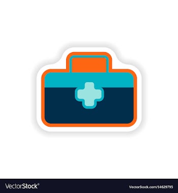 Paper sticker on white background medical suitcase vector image