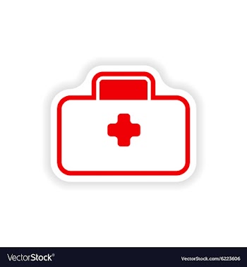 Paper sticker on white background medical suitcase vector image