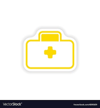 Paper sticker on white background medical suitcase vector image