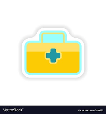 Paper sticker on white background medical suitcase vector image