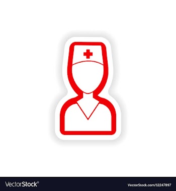 Paper sticker on white background medical worker vector image