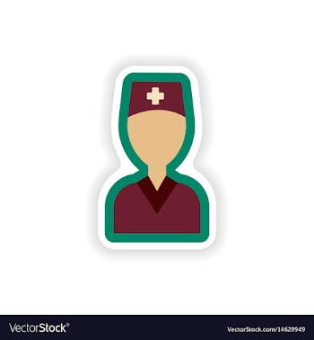 Paper sticker on white background medical worker vector image