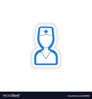 Paper sticker on white background medical worker vector image