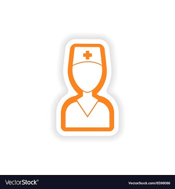 Paper sticker on white background medical worker vector image