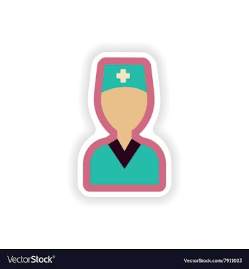 Paper sticker on white background medical worker vector image