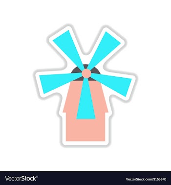 Paper sticker on white background mill vector image