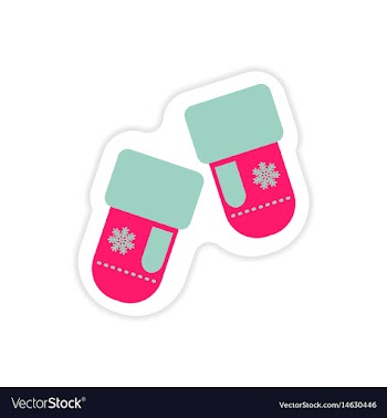 Paper sticker on white background mittens vector image