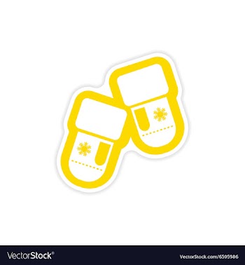 Paper sticker on white background mittens vector image
