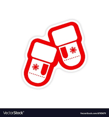 Paper sticker on white background mittens vector image