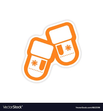 Paper sticker on white background mittens vector image