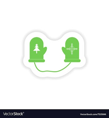 Paper sticker on white background mittens warm vector image