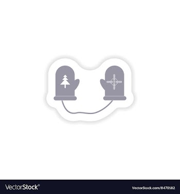 Paper sticker on white background mittens warm vector image