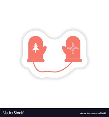 Paper sticker on white background mittens warm vector image