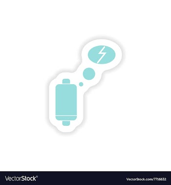 Paper sticker on white background mobile battery vector image