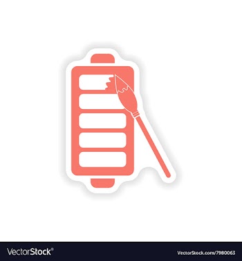 Paper sticker on white background mobile battery vector image