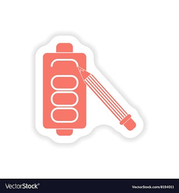 Paper sticker on white background mobile battery vector image