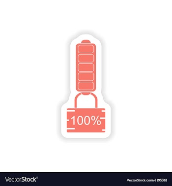 Paper sticker on white background mobile Battery vector image