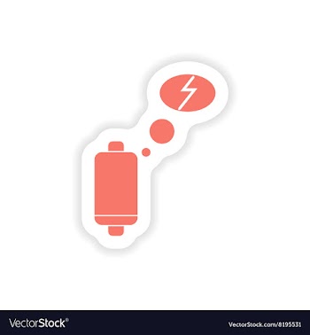 Paper sticker on white background mobile battery vector image