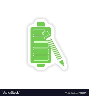 Paper sticker on white background mobile battery vector image