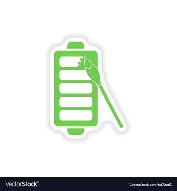 Paper sticker on white background mobile battery vector image
