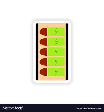 Paper sticker on white background mobile battery vector image