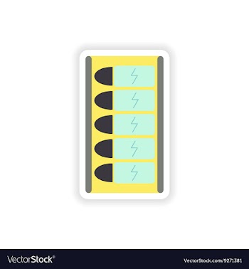 Paper sticker on white background mobile battery vector image