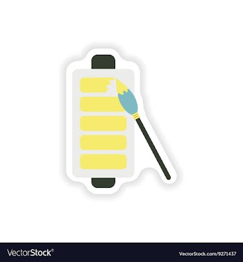 Paper sticker on white background mobile battery vector image