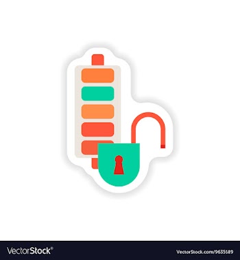 Paper sticker on white background mobile battery vector image