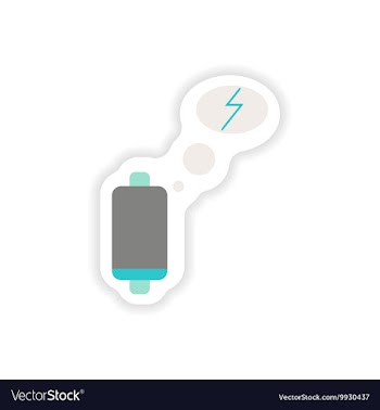 Paper sticker on white background mobile battery vector image