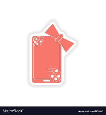 Paper sticker on white background mobile phone bow vector image