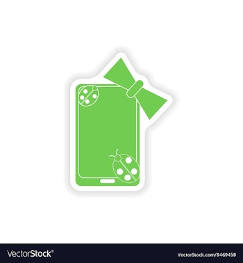 Paper sticker on white background mobile phone bow vector image