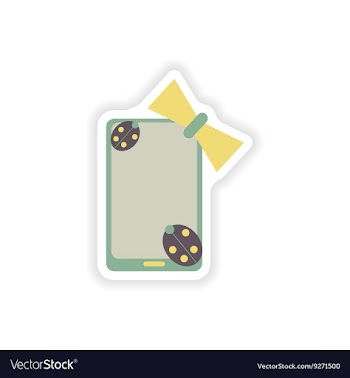 Paper sticker on white background mobile phone bow vector image