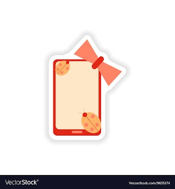 Paper sticker on white background mobile phone bow vector image