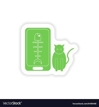 Paper sticker on white background mobile phone cat vector image