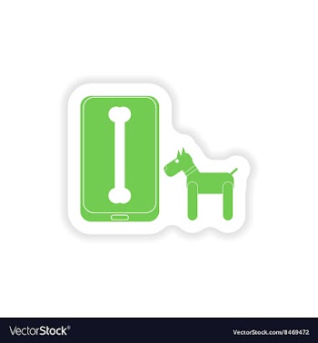 Paper sticker on white background mobile phone dog vector image