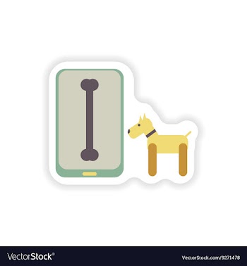 Paper sticker on white background mobile phone dog vector image