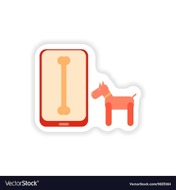 Paper sticker on white background mobile phone dog vector image