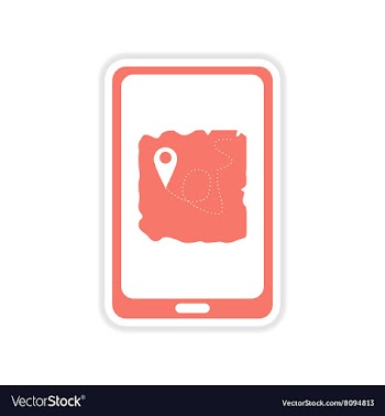 Paper sticker on white background mobile phone map vector image